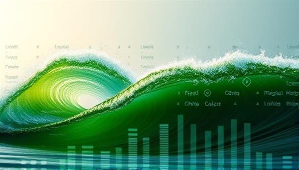 An artistic representation of a lush green wave symbolizing the agency