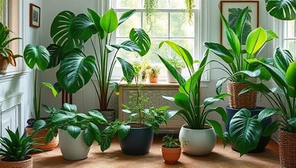 An aesthetically pleasing image of a cozy indoor space filled with lush green plants from the Leafy Love Box, arranged in stylish planters and surrounded by botanical-themed decor, creating a tranquil and green oasis at home.