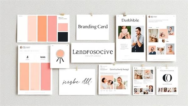 An elegant branding mood board with color swatches, logo sketches, website mockups, and social media visuals pinned on a virtual board, reflecting the creative and strategic approach of BrandMuse Consult in crafting unique brand identities.