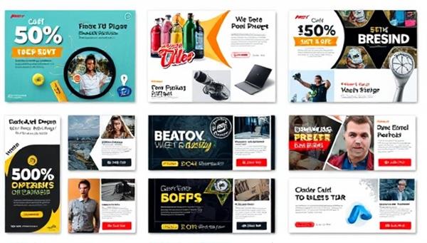 A series of eye-catching ad designs displayed in a grid, showcasing the versatility and creativity of the subscription-based ad design service, with different styles and themes catering to various industries and brand aesthetics.