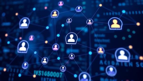 An AI interface analyzing data points and connecting virtual nodes representing brands and influencers, illustrating the seamless matchmaking process facilitated by InfluenAI