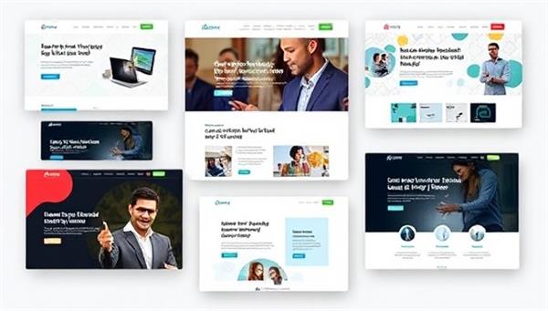 A series of interconnected microsite designs showcasing diverse online courses, each with engaging visuals and intuitive navigation elements, conveying the versatility and effectiveness of CourseCrafters