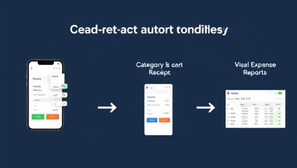 An animated GIF showing the process of scanning a receipt with the app, categorizing it automatically, and generating a visual expense report, emphasizing convenience and efficiency in managing finances.