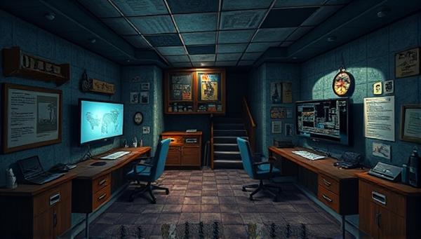 An intricate virtual escape room setting with hidden clues, puzzles, and interactive elements, showcasing a challenging and immersive gaming experience, with players collaborating online to solve mysteries and unlock new levels, creating an atmosphere of suspense and excitement.
