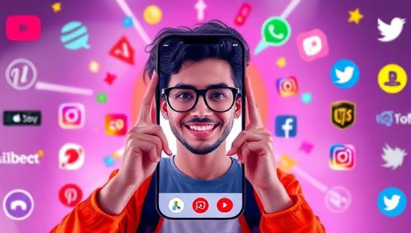 An engaging snapshot of an influencer showcasing a custom AR filter on a popular social media platform, surrounded by vibrant digital elements and brand logos, embodying the creativity and interactive nature of influencer-generated AR filters in a visually captivating and modern style.