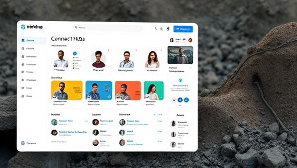 An interactive digital platform mockup showcasing MineConnect Hub