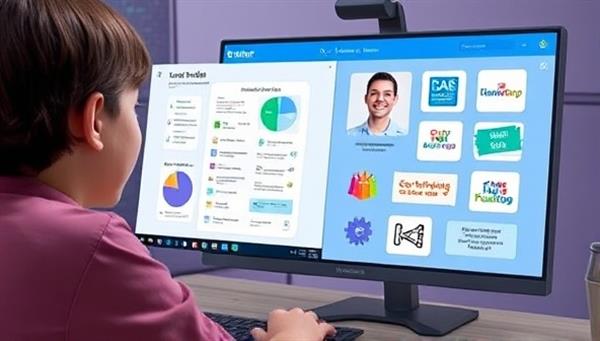 An engaging visual of a student interacting with a virtual tutor through a digital interface, with personalized learning materials and interactive tools displayed on the screen, illustrating the personalized and interactive nature of tutoring sessions on the TutorMatchUp platform.