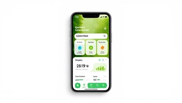 A visually appealing representation of the GreenVest app interface on a smartphone screen, featuring lush green imagery, eco-friendly icons, and impact metrics to convey the essence of sustainable investing and environmental consciousness.