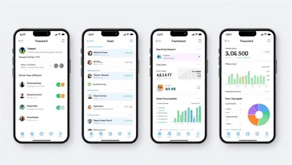 An interactive app interface mockup showcasing different features of PropManage Connect, including tenant messaging, maintenance request tracking, financial reports, and property analytics, illustrating the convenience and efficiency of remote property management through the app.