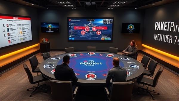 A digital classroom setting with interactive poker tables, strategy charts, and live coaching sessions led by professional poker mentors, creating an educational and immersive atmosphere for students at PokerMinds Academy.