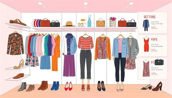 A vibrant and stylish virtual closet interface showcasing a variety of clothing items, accessories, and outfit suggestions, reflecting creativity and individuality in fashion choices.