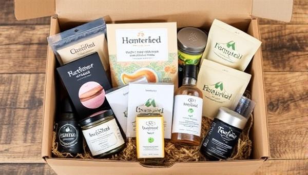 An image of a beautifully curated Neighborhood Treasures Box filled with products from local businesses.