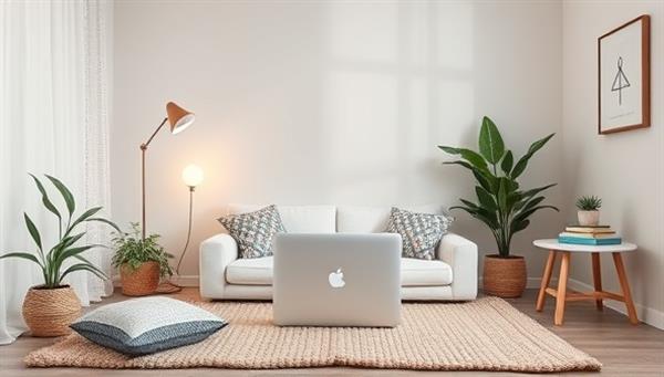 An empathetic virtual counseling session depicted with a serene virtual therapy room, a laptop for online sessions, calming decor, and mindfulness resources, creating a safe and supportive space for mental health and emotional well-being in a virtual setting.