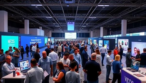 A virtual event lobby showcasing multiple attendees interacting in a digital space, attending sessions, networking with others, and exploring virtual booths, creating a dynamic and immersive online event experience for diverse audiences.