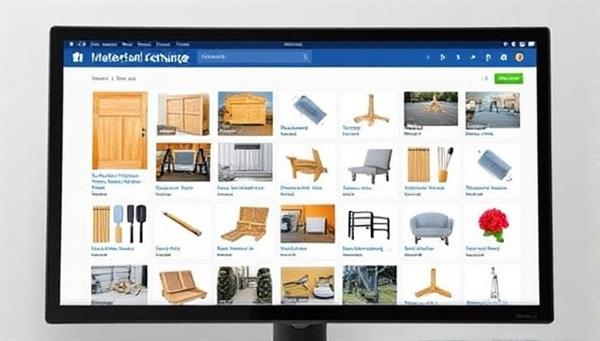 An interactive online platform screen displaying a variety of construction materials available for exchange, showcasing the ease and convenience of swapping resources within the construction community.