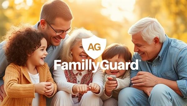 A warm and inviting visual of a multi-generational family engaging in activities together, with the FamilyGuard+ logo subtly integrated into the background, symbolizing the unity and protection offered by comprehensive insurance bundles for families of all ages.