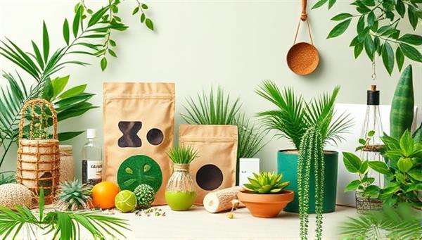 An eco-friendly and visually appealing image showcasing a collection of sustainable products and upcycled goods, set against a backdrop of lush greenery and natural elements, illustrating the eco-friendly lifestyle and green initiatives promoted by the platform in a vibrant and engaging manner.