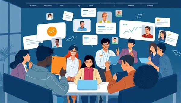 An engaging visual of a virtual investment community on the platform, featuring diverse users sharing investment tips, discussing market trends, and celebrating investment successes together, fostering a collaborative and supportive investing environment.