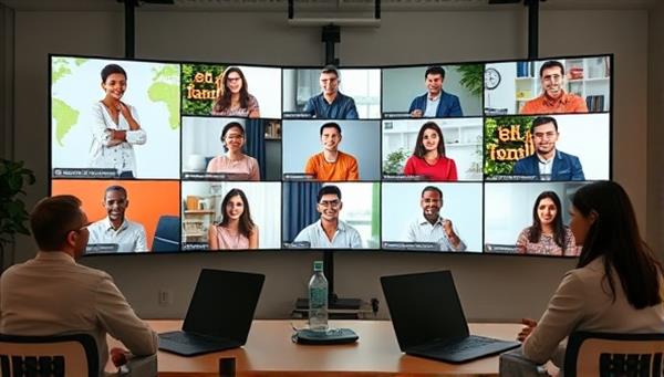 An engaging virtual meeting setup with volunteers from different parts of the world participating in a collaborative project, represented through diverse avatars on screens, symbolizing global impact and unity in volunteering.