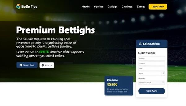A premium betting tips service landing page featuring exclusive insights, expert analysis, and subscription offers for users seeking a competitive edge in their sports betting strategies, highlighting the elite and professional aspects of the service.