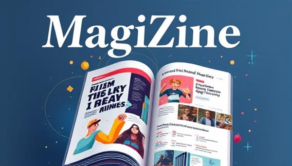 An interactive digital magazine cover featuring dynamic animations and personalized content recommendations, symbolizing the tailored and engaging reading experience provided by MagiZine+ to its subscribers in the digital realm.