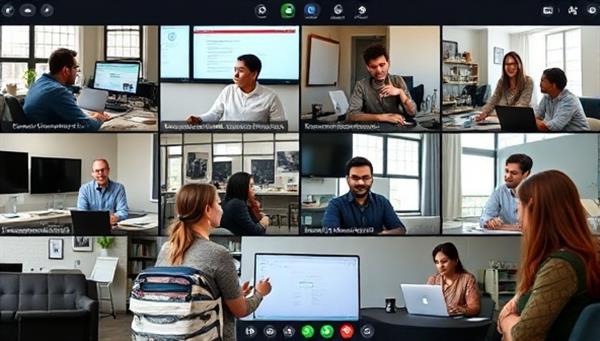 An online career workshop scene featuring a diverse group of participants engaging in interactive activities, networking virtually, and receiving personalized career advice from industry experts, highlighting the collaborative and supportive environment of CareerForge bootcamps.