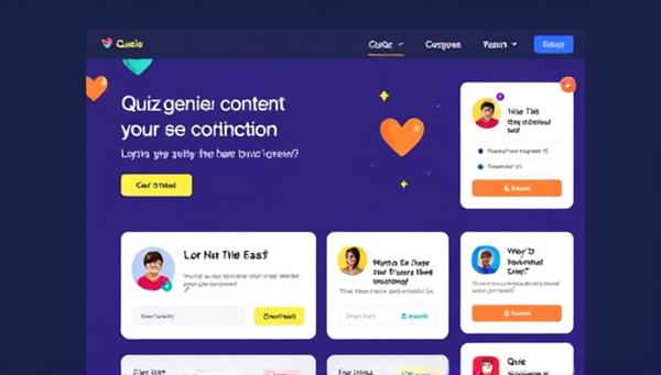 An interactive quiz interface showcasing a fun and engaging quiz design with colorful elements and engaging questions, highlighting the platform