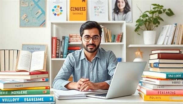 An online language learning consultancy setting with a consultant engaging in a virtual language lesson with a client, surrounded by language textbooks and digital language resources, conveying professionalism and educational support.