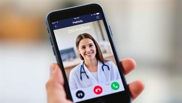 A mobile device displaying the MediMobile Connect app interface, with a patient connecting with a healthcare provider for a virtual consultation, showcasing the convenience and accessibility of mobile telemedicine services for on-the-go healthcare needs.