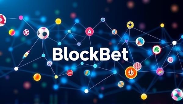 An innovative graphic representing a digital blockchain network intertwining with sports icons and betting symbols, symbolizing the seamless integration of technology and sports in the BlockBet Sports platform.