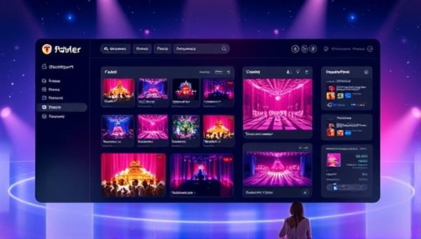 An imaginative illustration of a virtual event planning dashboard with drag-and-drop features, customizable virtual venue options, and interactive tools for attendees to engage with the event content, conveying a seamless and innovative event planning experience.