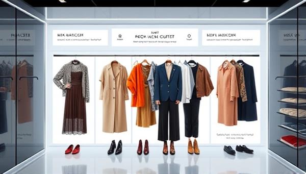 An AI-generated virtual closet display featuring a digital wardrobe with mix-and-match outfit suggestions, color-coordinated ensembles, and seasonal trend recommendations, providing subscribers with personalized fashion inspiration at their fingertips.