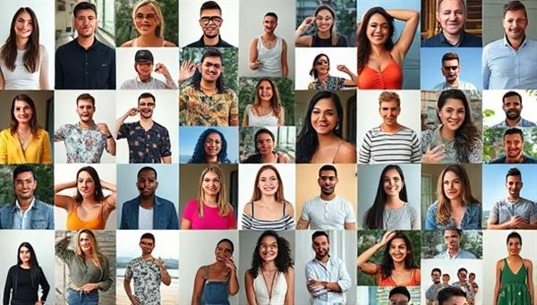 A mosaic of diverse micro-influencers with engaging content, showcasing their individual styles and personalities, symbolizing the diverse and authentic reach of NanoReach