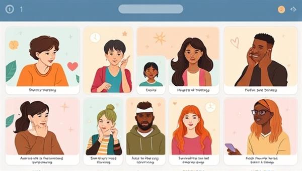 A virtual support group session with diverse individuals sharing their experiences, emotions, and coping strategies, surrounded by comforting visuals, mental wellness resources, and supportive messages, creating a safe and inclusive space for emotional support and mental health coaching.