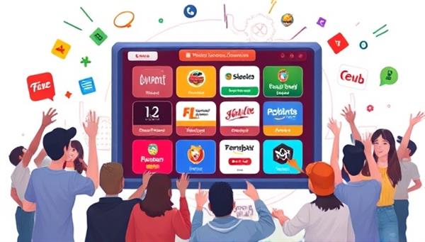 An engaging game interface displaying various brand challenges and rewards, surrounded by enthusiastic gamers interacting with the platform and celebrating their achievements, conveying the fun and rewarding experience of the gamified advertising platform.
