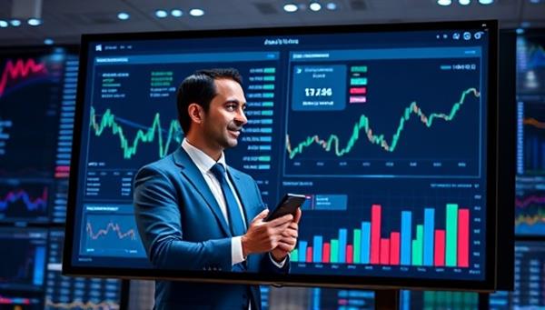 An AI-powered virtual financial advisor providing personalized investment advice on a digital screen, surrounded by financial charts and graphs, reflecting the cutting-edge technology and expertise of WealthWise in financial planning.
