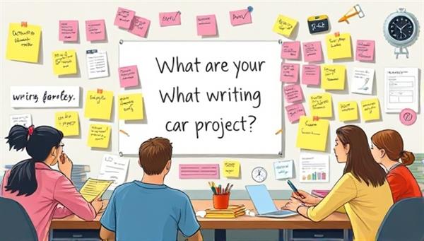 A dynamic and colorful digital workspace showcasing multiple writers collaborating on a shared writing project, with virtual sticky notes, chat bubbles, and interactive tools, symbolizing creativity and teamwork in writing collaboration.