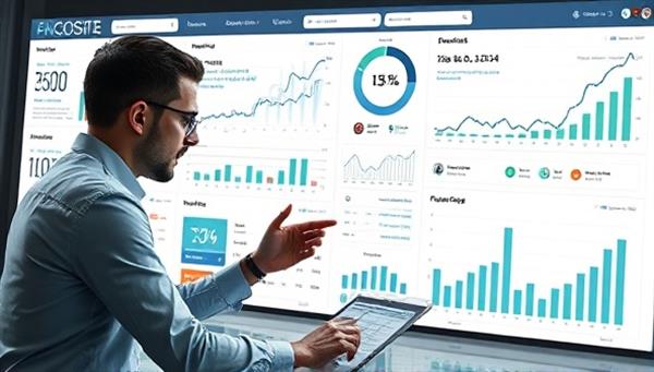 An image of a financial coach analyzing investment portfolios and financial reports on a digital dashboard, with graphs and charts displaying financial data, alongside motivational quotes and wealth-building tips, creating a futuristic and data-driven approach to personal finance coaching.