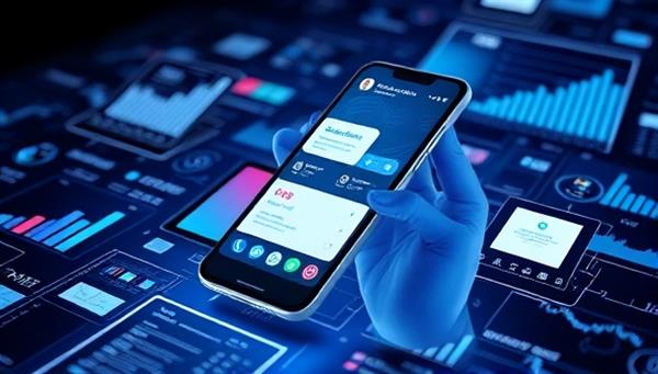 An engaging image of a futuristic-looking smartphone with a virtual assistant providing financial advice to a user, surrounded by digital charts and graphs, showcasing the cutting-edge AI technology behind FinGenius.