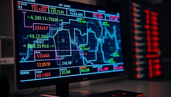 An intricate algorithm visualization on a computer screen with sports betting data flowing through complex calculations, demonstrating the advanced predictive capabilities of BetGeniusPro.