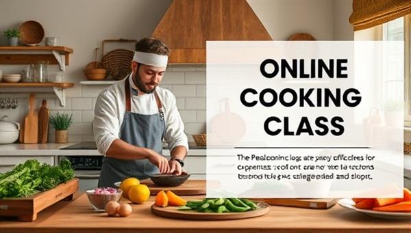 An inviting kitchen setup with a chef conducting an online cooking class, demonstrating a culinary technique with fresh ingredients and kitchen tools, surrounded by a warm and homely ambiance, reflecting the personalized and engaging online cooking class experience.